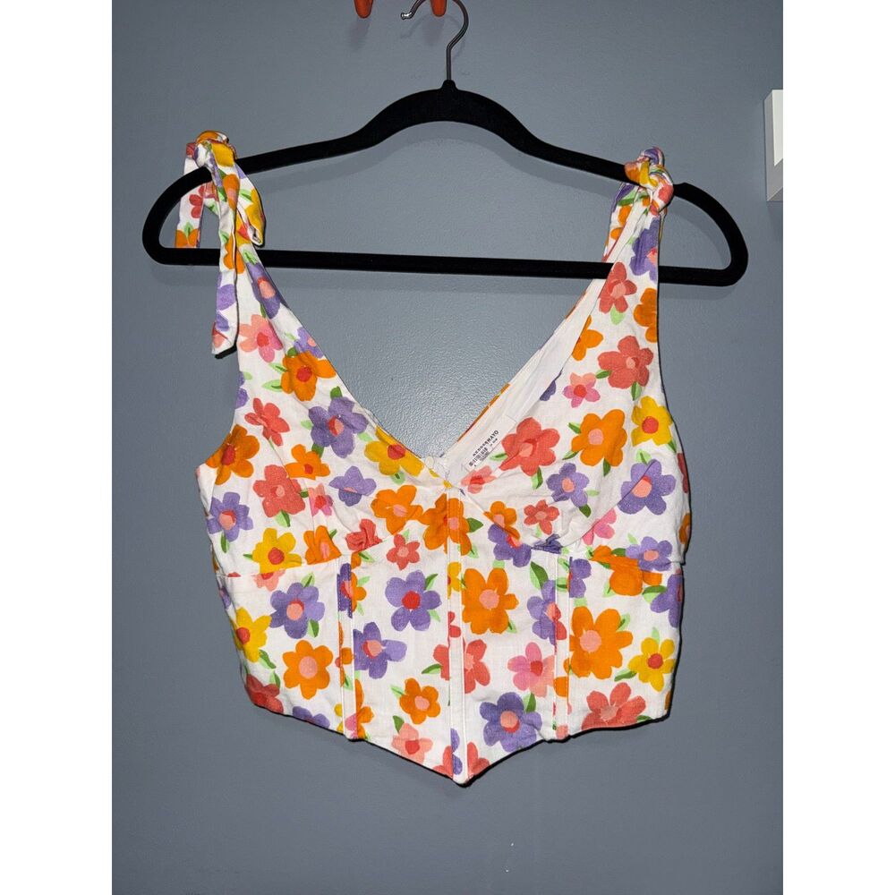 Peppermayo · Revolve Linen Blend Floral Corset Bustier Top | Size US 4 | Whimsy